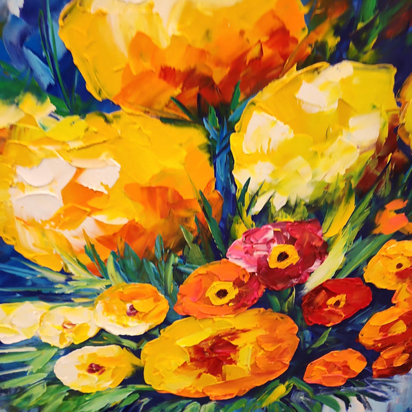 Flowers - Colourful Palette Knife Floral Art 90x120cm