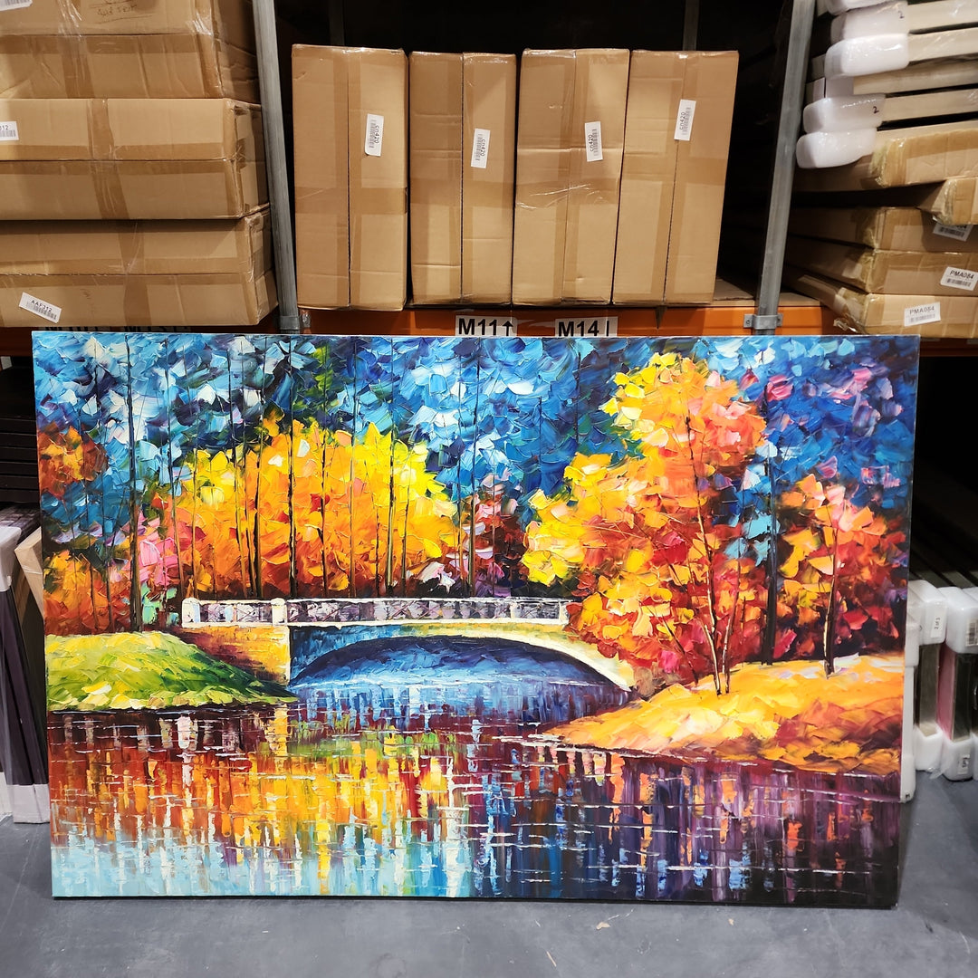 Serenity Under The Night Sky - Colourful Palette Knife Painted Landscape 100x150cm