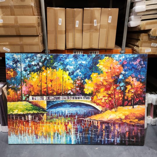 Serenity Under The Night Sky - Colourful Palette Knife Painted Landscape 100x150cm