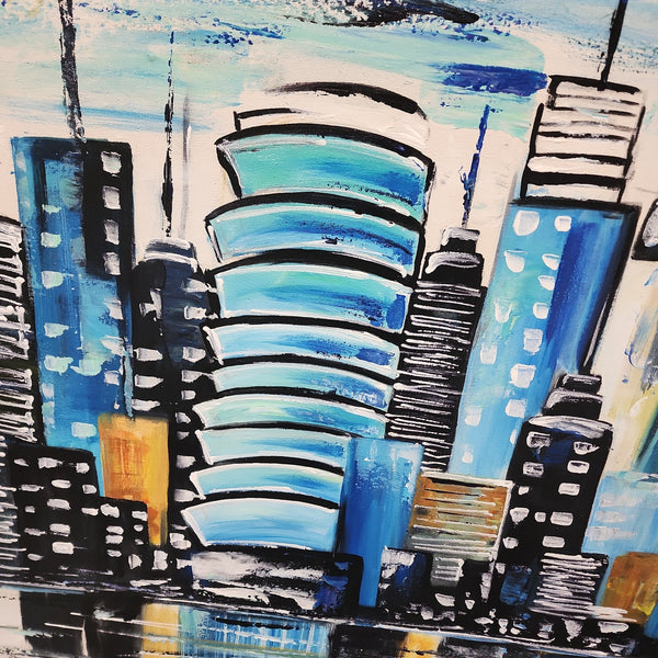 Buildings - Colourful Stylized Cityscape Art Size 100x120cm