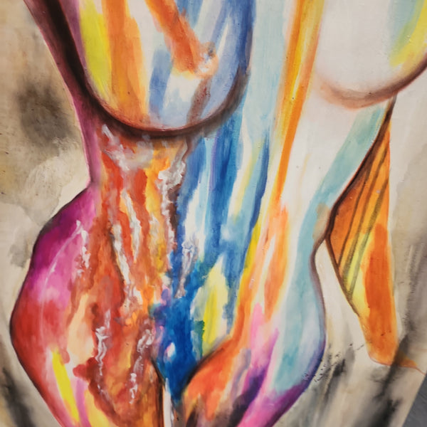 Dripping Nude - Colourful Stylized Female Nude Artwork Size 100x120cm