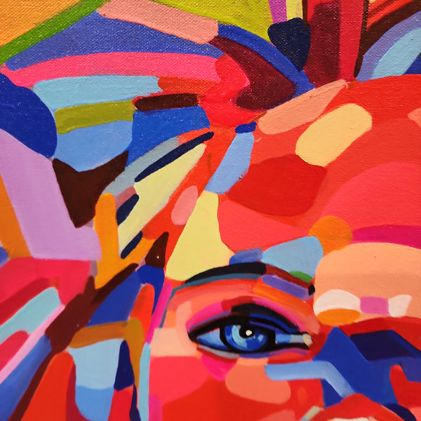 Bewildered Beauty - Colourful Modern Abstract Pop Art Featuring a beautiful Young Woman, Size 90x140cm