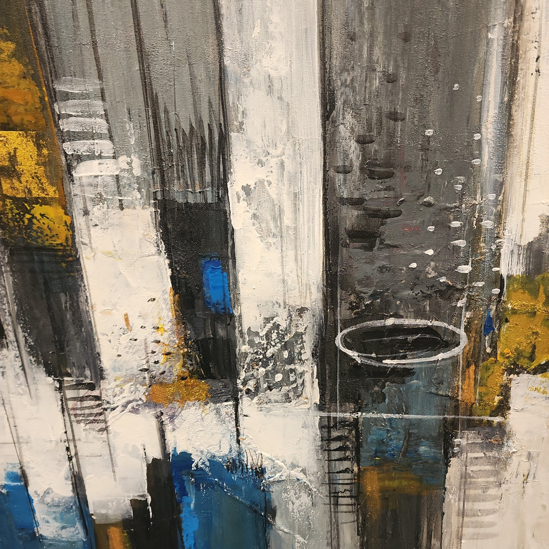 Industrially Complex - Modern Abstract Art Featuring Thick Textural Palette Knife Details, Size 100x200cm