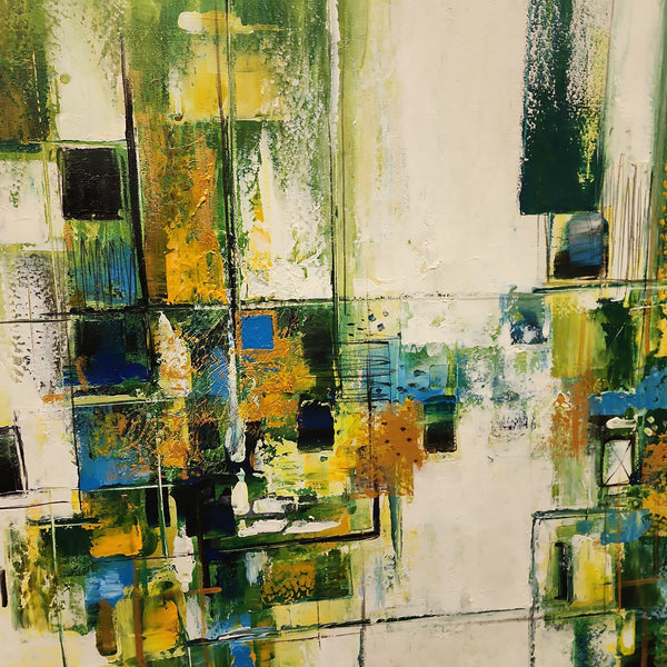 Deep Greens - Striking Modern Abstract Art featuring predominantly Green tones, size 100x150cm