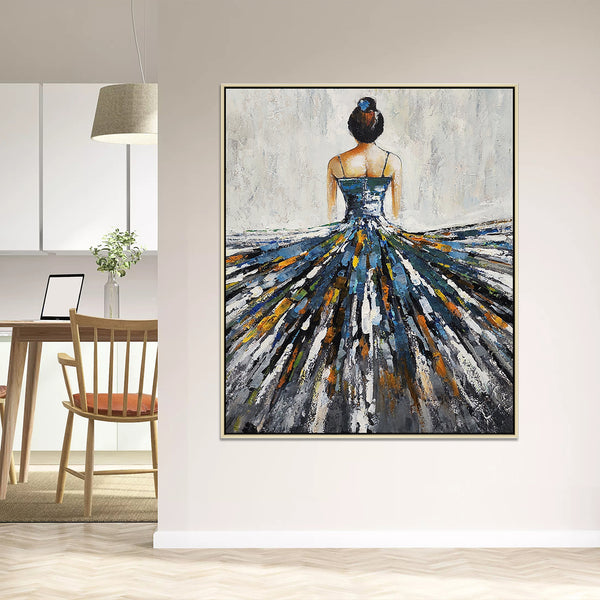 The Ballerina - Beautiful, Stylized Depiction of a Young Ballerina, finished with a Neutral Frame