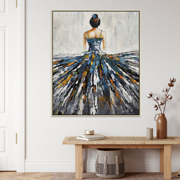 The Ballerina - Beautiful, Stylized Depiction of a Young Ballerina, finished with a Neutral Frame