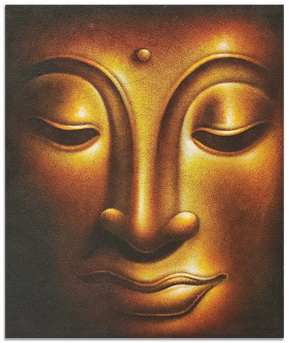 Beauty of the Buddha - Highly Textured Hand Painted Portrait of a Golden Buddha