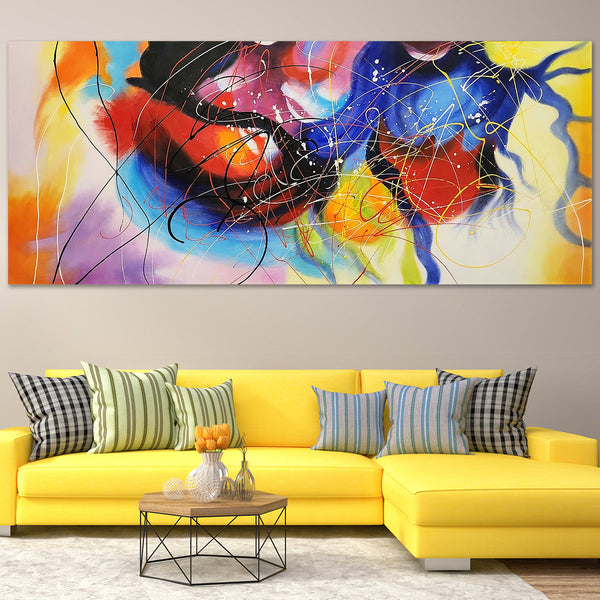 Flavoured Sandstorm - Striking, Colourful Modern Abstract Art with a Flurry of Colours 100x240cm