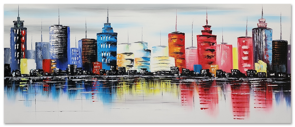 The City - Colourful, Impressionistic, Abstract Cityscape size 100x240cm