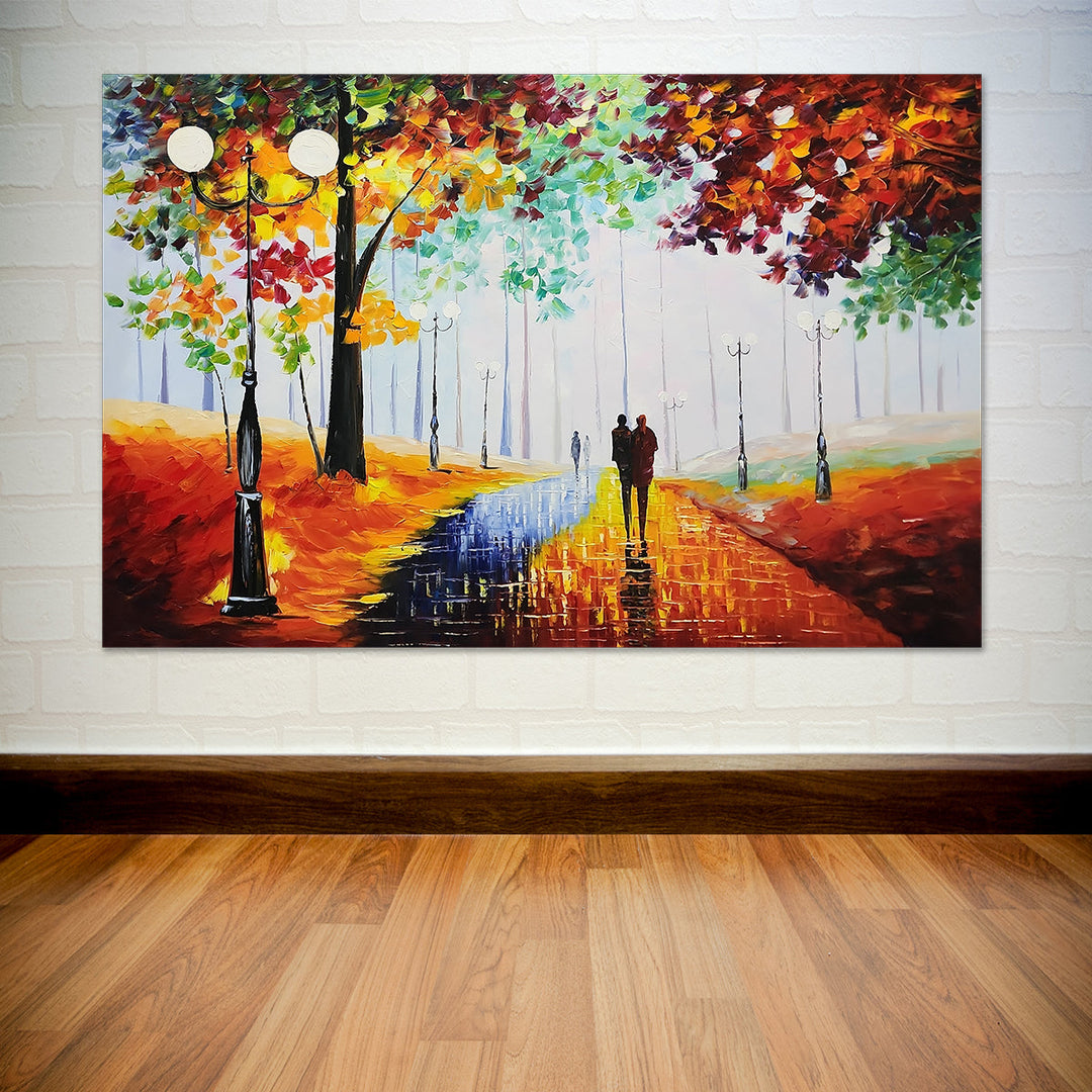 Autumn Bliss - Warm, Earthy toned Palette Knife Romantic Pathway Art 120x180cm
