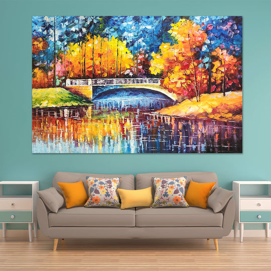 Serenity Under The Night Sky - Colourful Palette Knife Painted Landscape 100x150cm