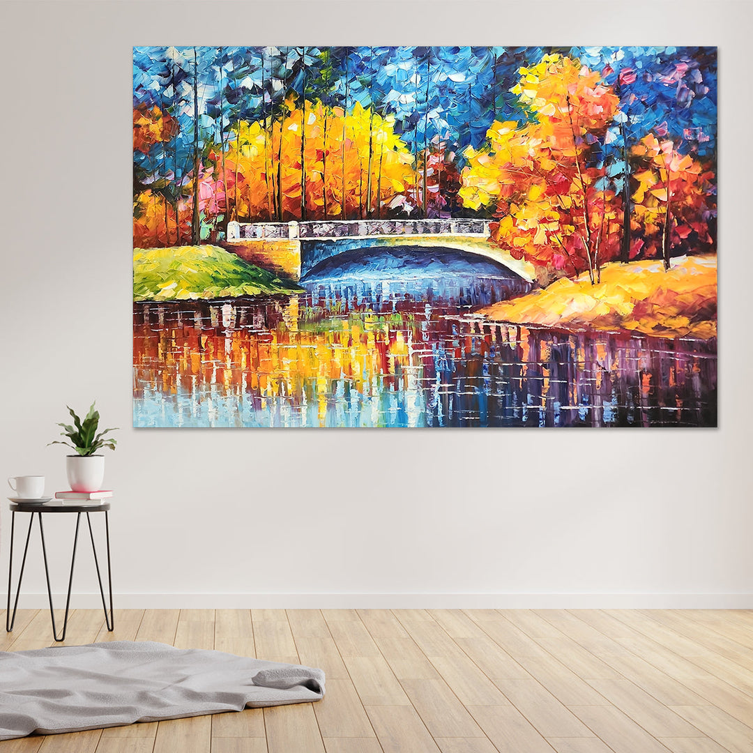 Serenity Under The Night Sky - Colourful Palette Knife Painted Landscape 100x150cm
