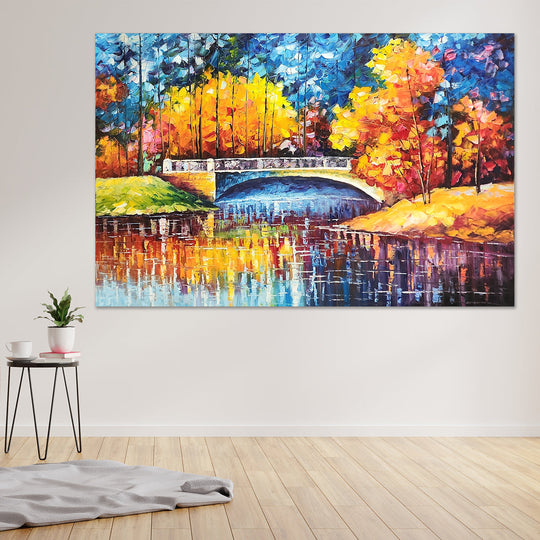 Serenity Under The Night Sky - Colourful Palette Knife Painted Landscape 100x150cm