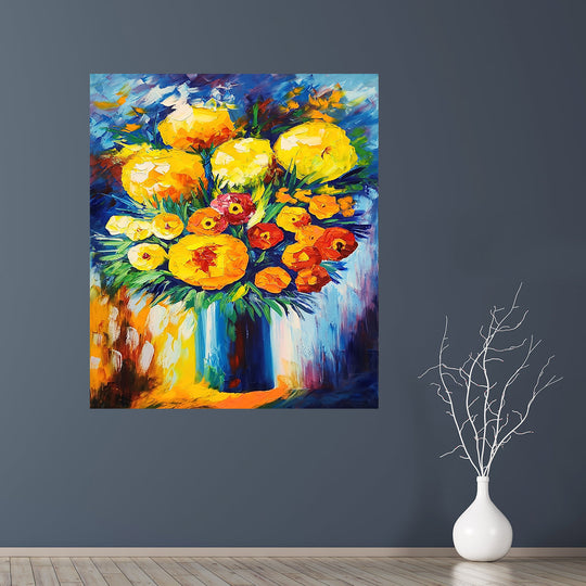 Flowers - Colourful Palette Knife Floral Art 90x120cm