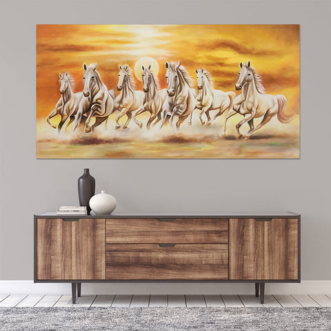 Equines - Large Scale Detailed Oil Painting Depicting Galloping Horses 100x200cm
