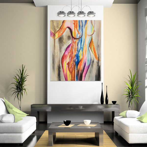 Dripping Nude - Colourful Stylized Female Nude Artwork Size 100x120cm