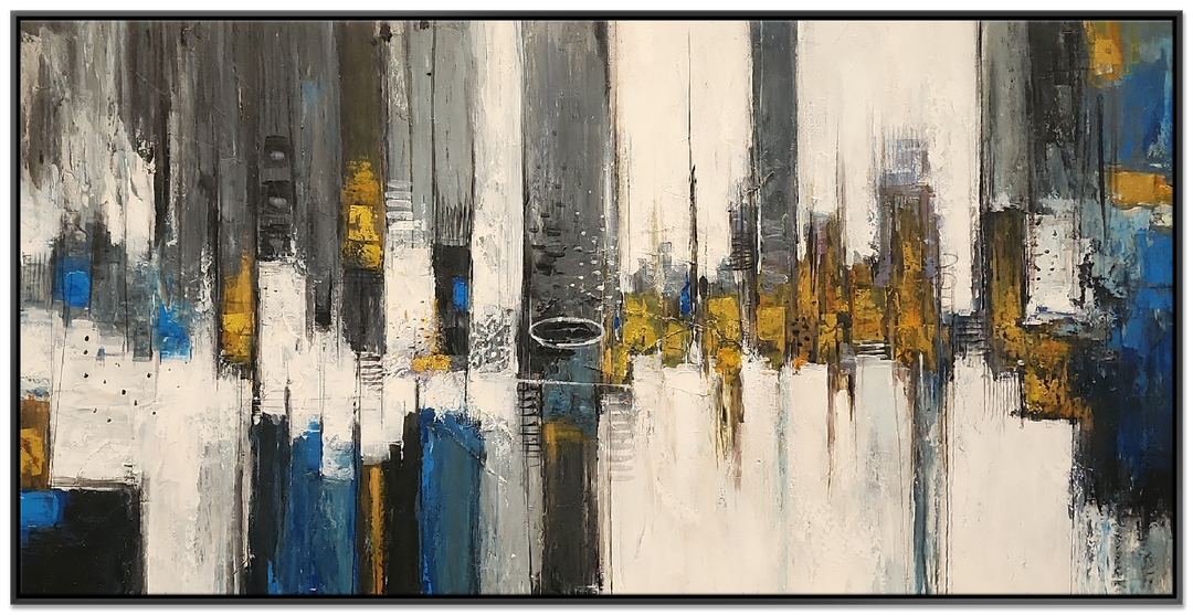 Industrially Complex - Modern Abstract Art Featuring Thick Textural Palette Knife Details, Size 100x200cm