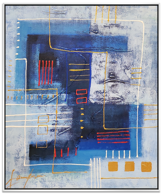 Aesthetic Impositions - Stunning Modern Abstract Art in feature size 100x120cm, finished with a Neutral Coloured Frame