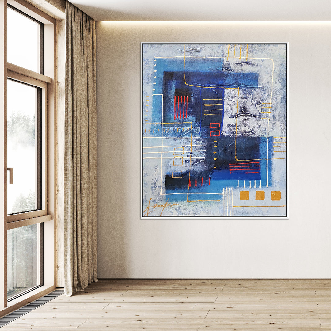 Aesthetic Impositions - Stunning Modern Abstract Art in feature size 100x120cm, finished with a Neutral Coloured Frame