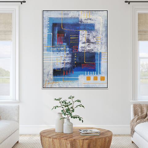 Aesthetic Impositions - Stunning Modern Abstract Art in feature size 100x120cm, finished with a Neutral Coloured Frame
