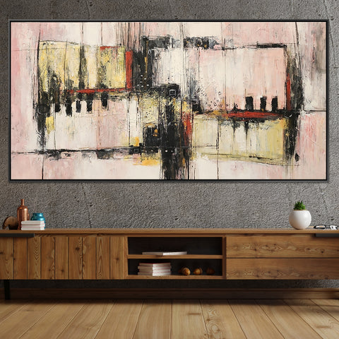 Adjacent Constructs - Heavily Textured Modern Abstract Art, finished with a Neutral Coloured Frame