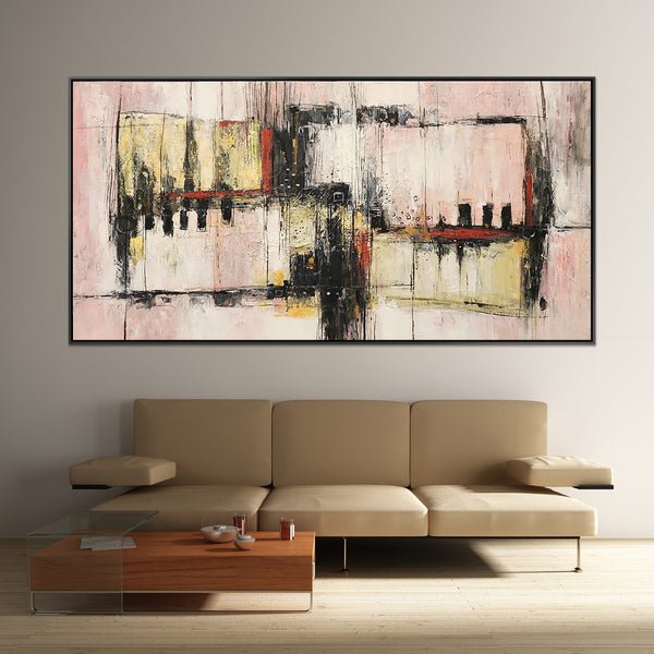 Adjacent Constructs - Heavily Textured Modern Abstract Art, finished with a Neutral Coloured Frame