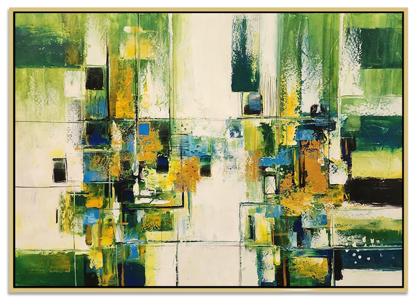 Deep Greens - Striking Modern Abstract Art featuring predominantly Green tones, size 100x150cm