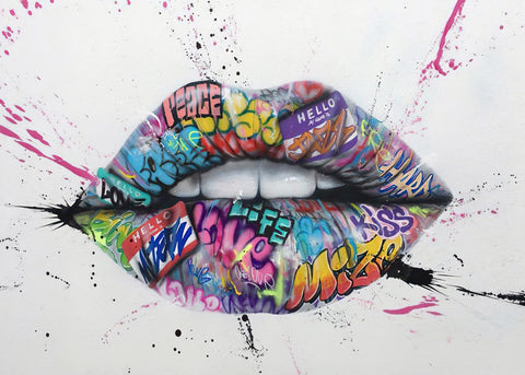 Graffiti Lips - Ready to hang Canvas Print - CN478 - 50x70cm