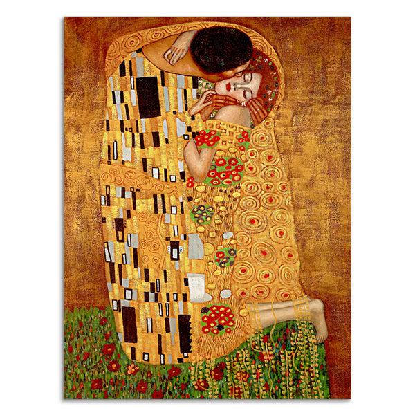 Gustav Klimt The Kiss - Embellished Canvas Art - EA329