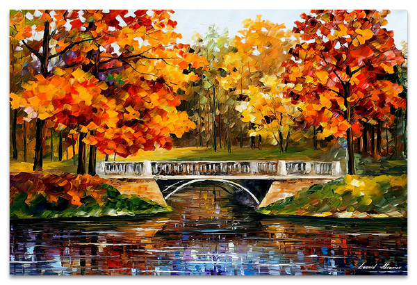 Bridge Amid Serenity - Embellished Leonid Afremov Art - EA373
