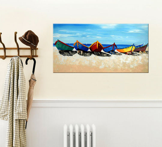 Boats by the Beach - YA514 - Priceless ART:  Australia's Largest Range of Affordable ART