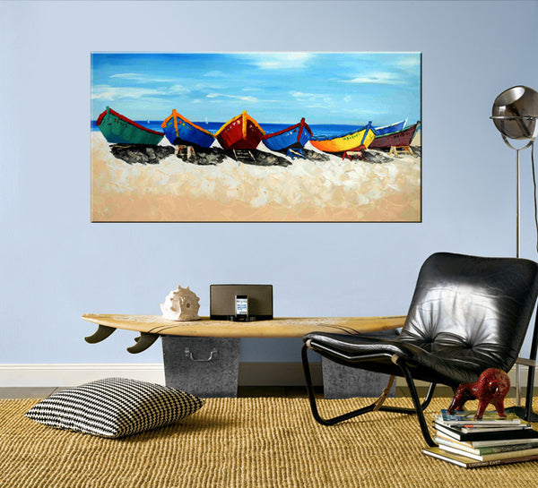 Boats by the Beach - YA514 - Priceless ART:  Australia's Largest Range of Affordable ART