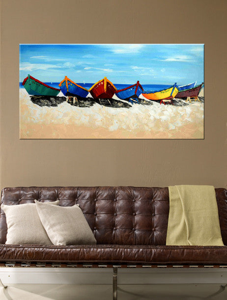 Boats by the Beach - YA514 - Priceless ART:  Australia's Largest Range of Affordable ART