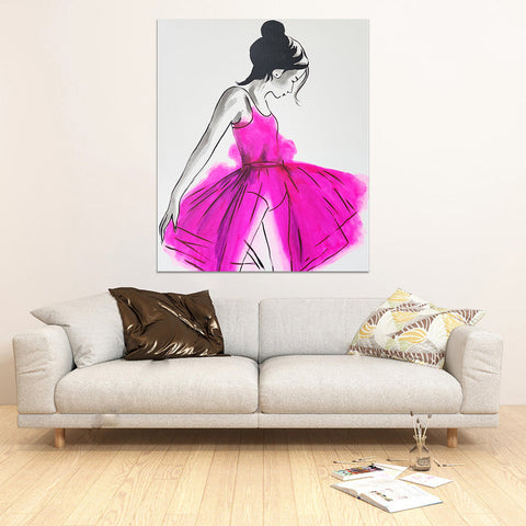 The Ballet Girl - Beautiful Painting of a Girl in a bright Purple Dress, 100x120cm