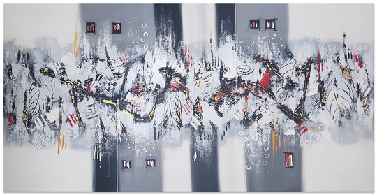 Abstract Apparition - Stunning Muted Abstract Modern Art 100x200cm