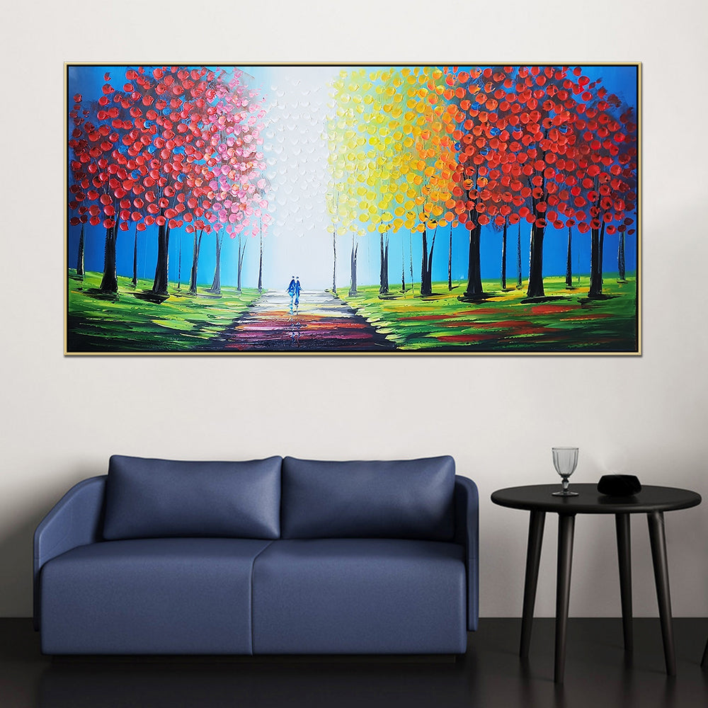 An Enlightened Path - Gorgeous Heavily Textured Oak Framed Palette Knife Art