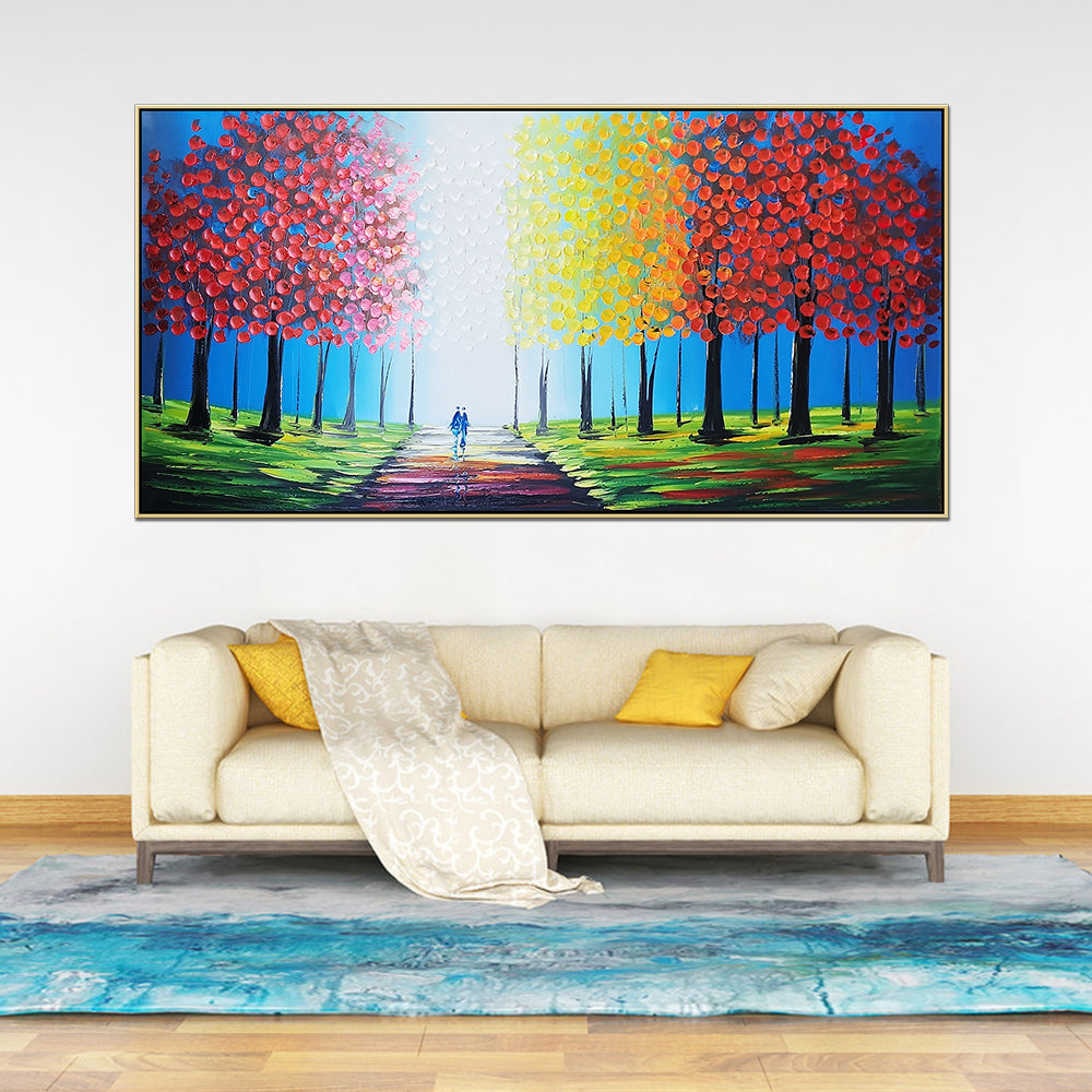 An Enlightened Path - Gorgeous Heavily Textured Oak Framed Palette Knife Art