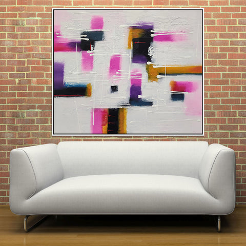 Soft Grunge - Beautiful Modern Abstract Art with Pink-Purple Coloured Accents, size 100x120cm