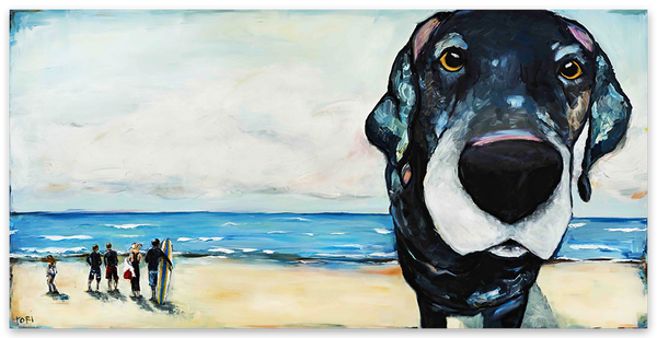 Dog on a Beach - Canvas Art Print - CN636
