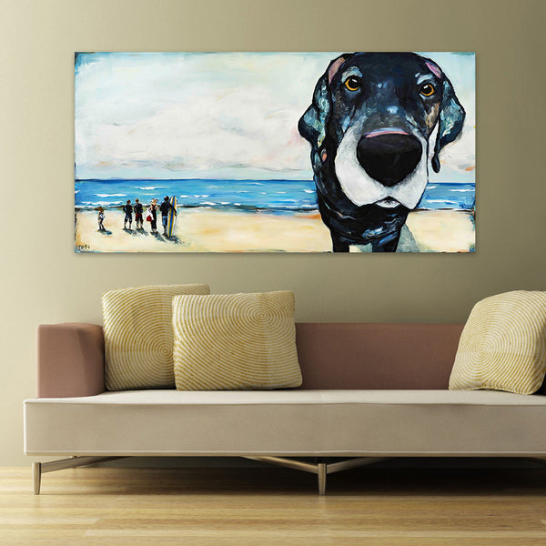 Dog on a Beach - Canvas Art Print - CN636