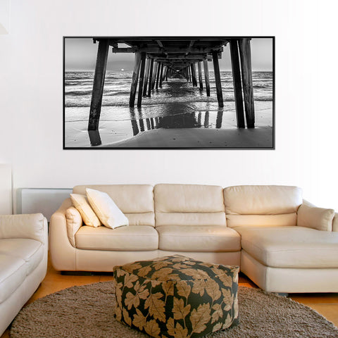 Henley Beach Jetty, Black and White - Shadow Framed Art - CNL320