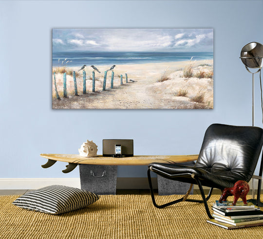 A Humble Beach - Hand Embellished Canvas Art - EA239